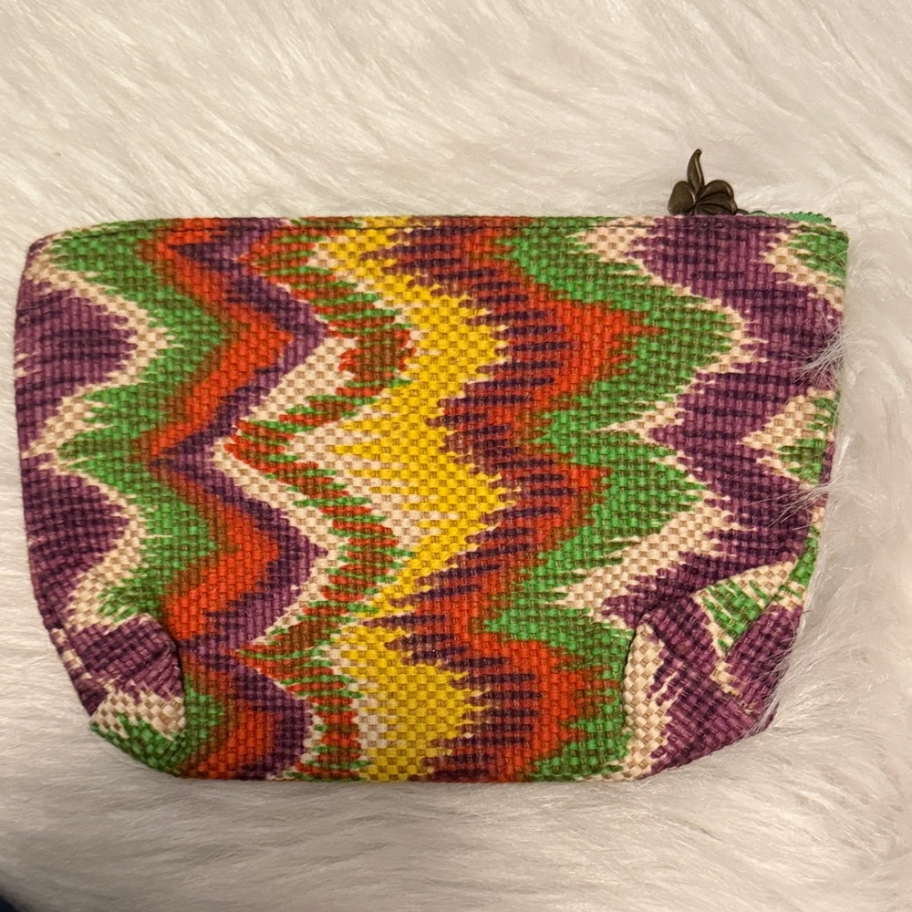 Sisley Multicolor Zigzag Cosmetic Bag NWOT